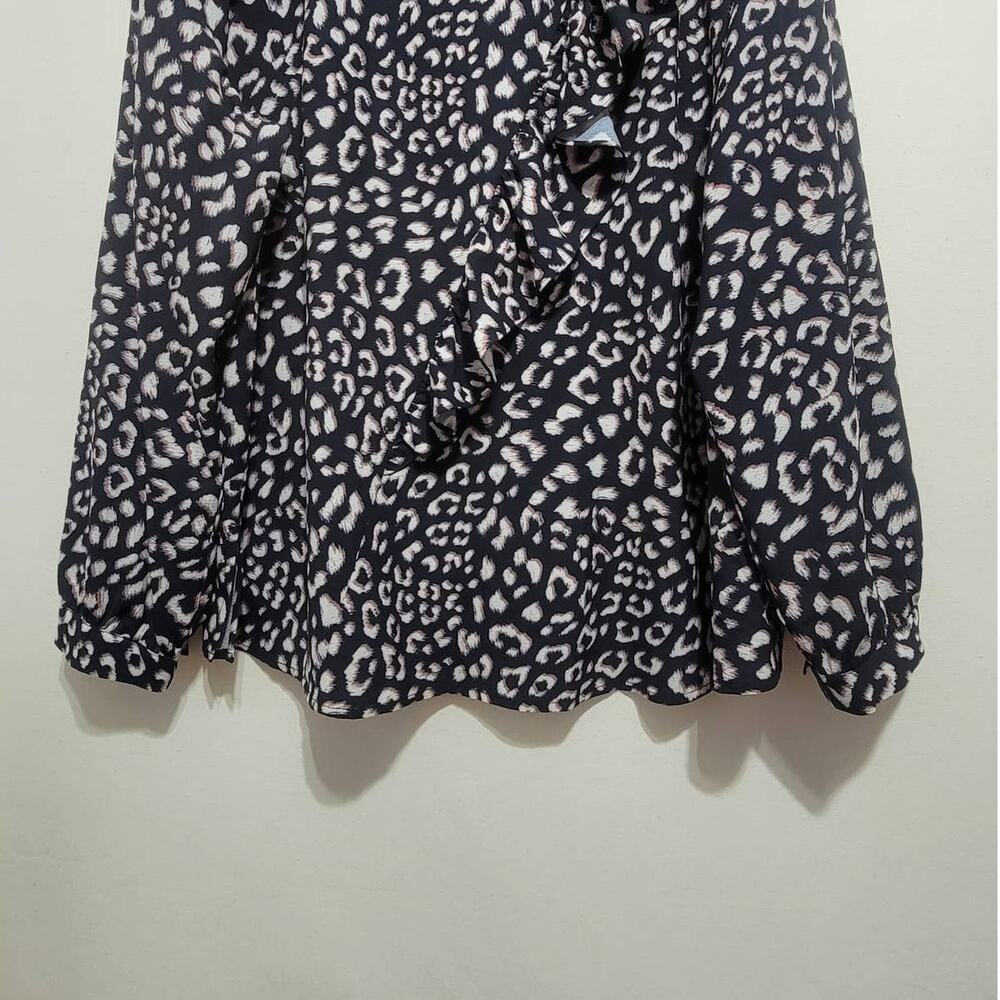 Eloquii Animal Print Ruffle Printed Top Long Sleeve Career Work Wear Plus 18 - Picture 4 of 7